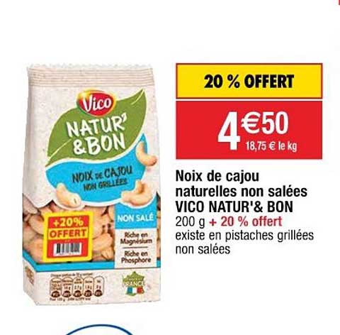 noix de cajou naturelles non salées vico natur'&bon