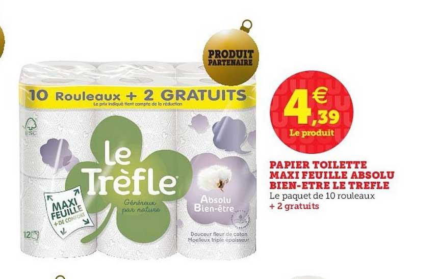 papier toilette maxi feuille absolu bien être le trefle