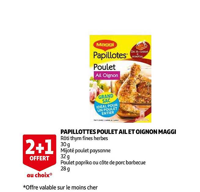 papillotes poulet ail et oignon maggi