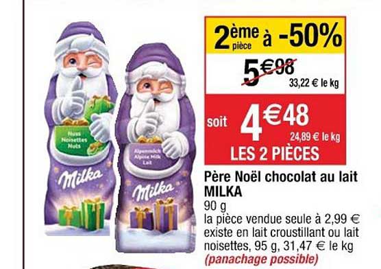 père noël chocolat au lait milka