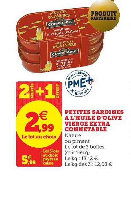 petites sardines à l'huile d'olive vierge extra connetable