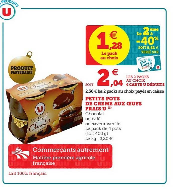 petits pots de crème aux œufs frais u