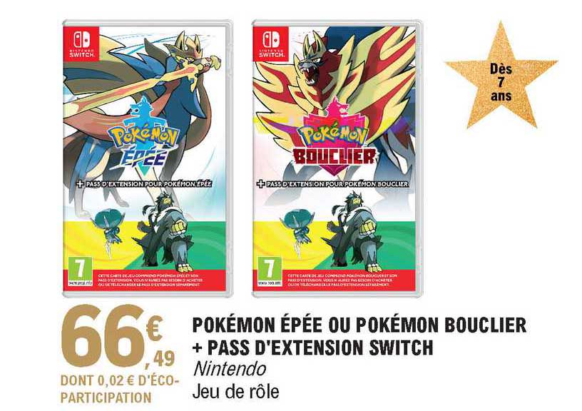 pokémon épée ou pokémon bouclier + pass d'extension switch