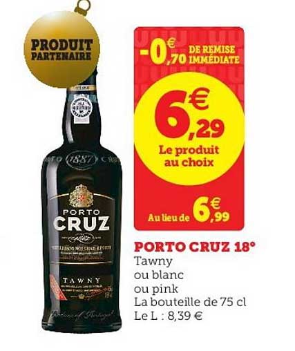 porto cruz 18° twany ou blanc ou pink