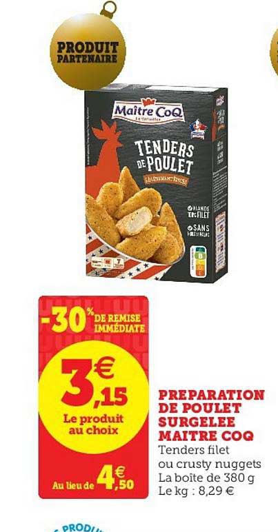 préparation de poulet surgelée maître coq