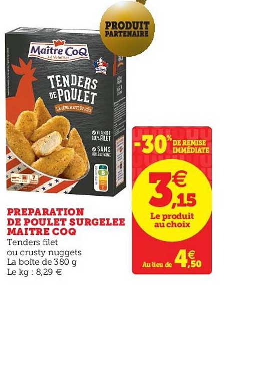 préparation de poulet surgelée maître coq
