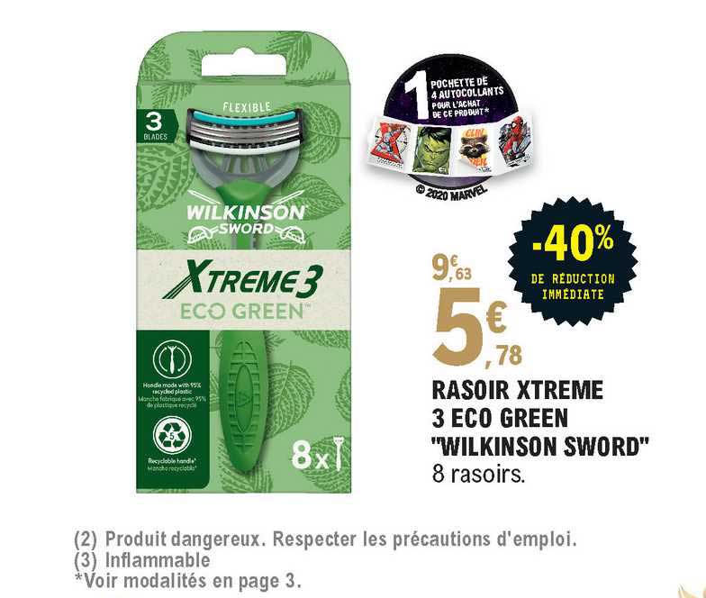 rasoir xtreme 3 eco green "wilkinson sword"