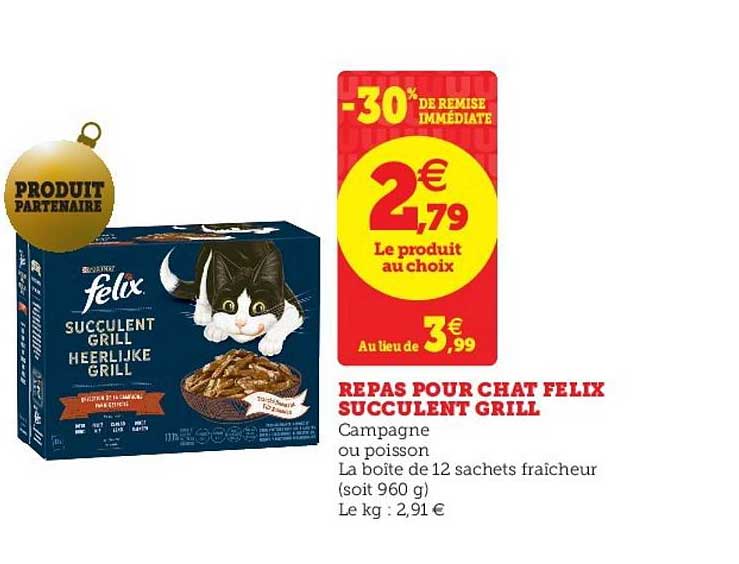 repas pour chat felix succulent grill -30% de remise immédiate