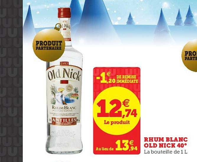 rhum blanc old nick 40°