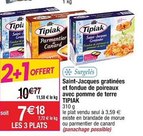 saint jacques gratinées et fondue de poireaux avec pomme de terre tipiak