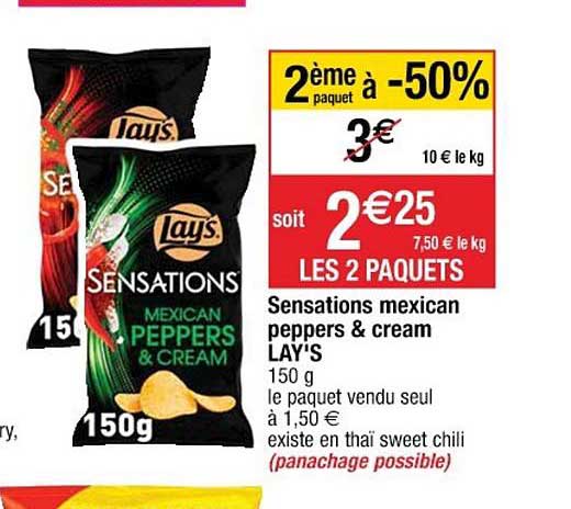 sensations mexican peppers & cream lay's