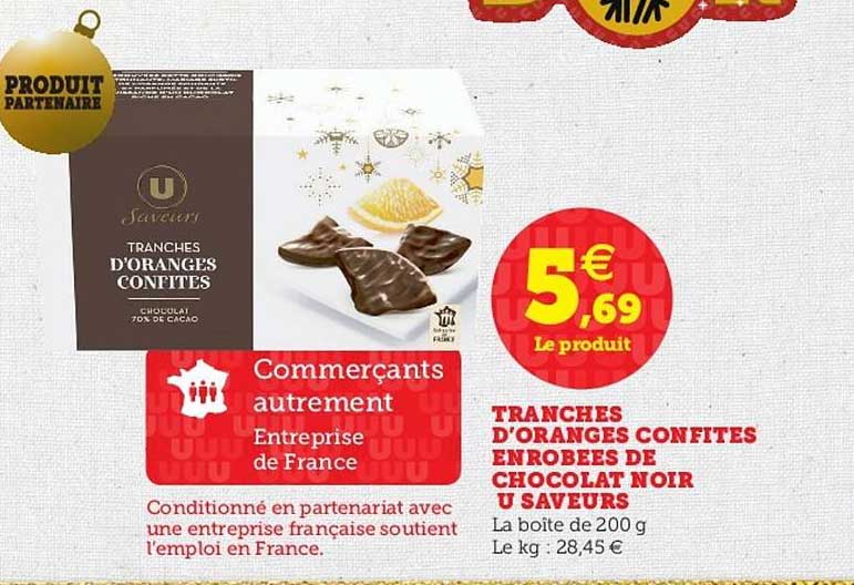 tranches d'oranges confites enrobées de chocolat noir u saveurs