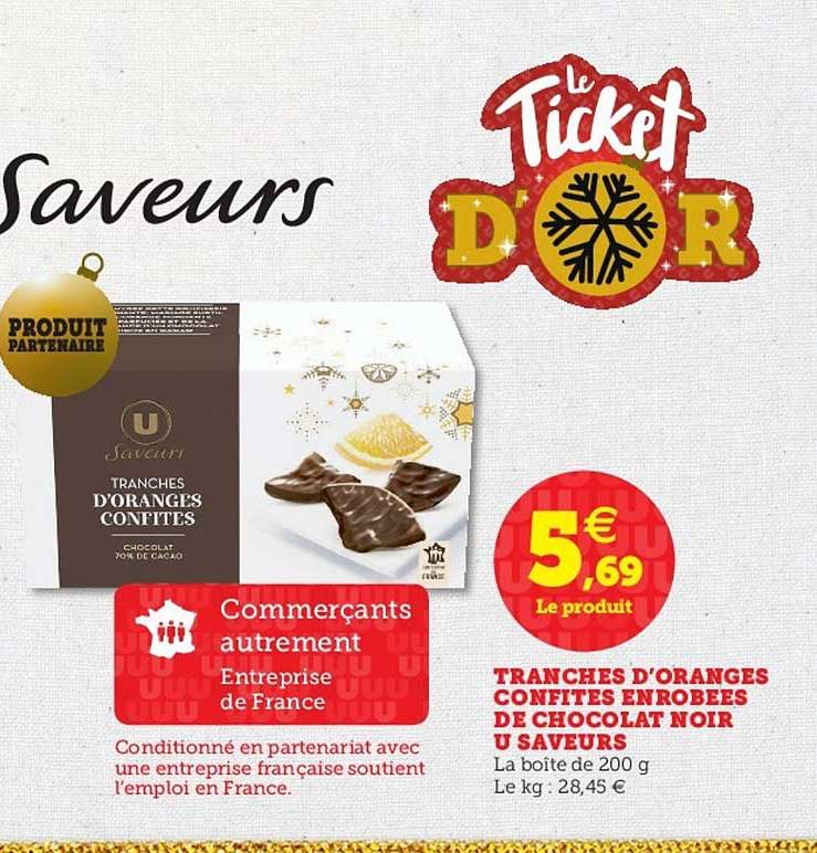 tranches d'oranges confites enrobées de chocolat noir u saveurs