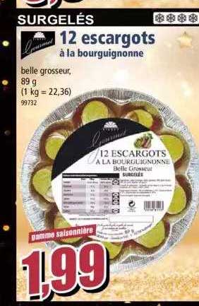 12 escargots à la bourguignonne