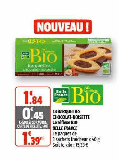 18 barquettes chocolat-noisette le réflexe bio belle france