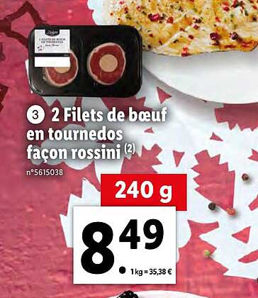 2 filets de bœuf en tournedos façon rossini deluxe