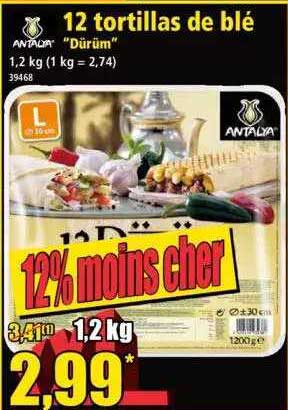 antalya 12 tortillas de blé "dürüm"