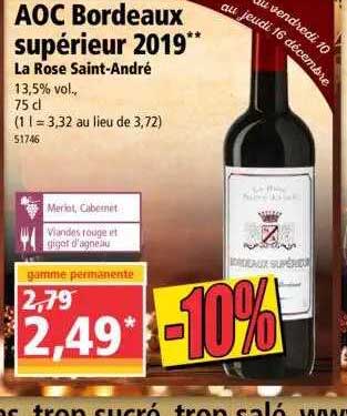 aoc bordeaux supérieur 2019 la rose saint-andré