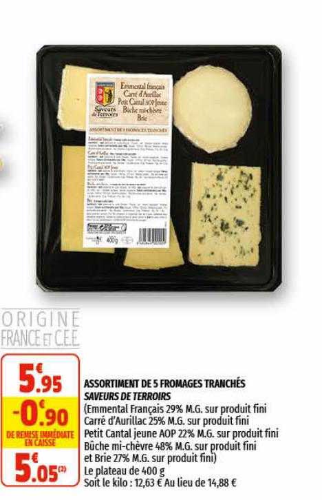 Assortiment De 5 Fromages Tranchés Saveurs De Terroirs