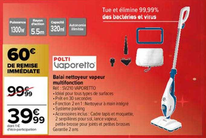 balai nettoyeur vapeur multifonction polti vaporetto