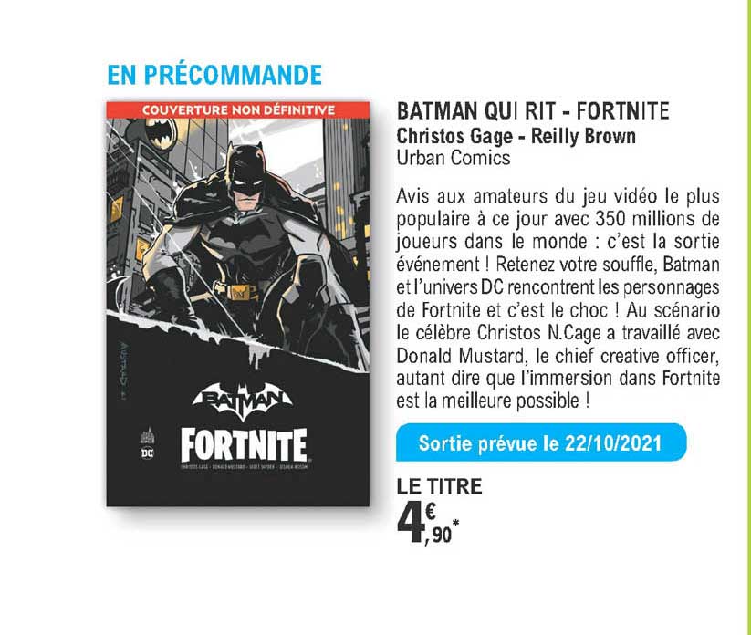 batman qui rit - fortnite - christos gage - reilly brown - urban comics