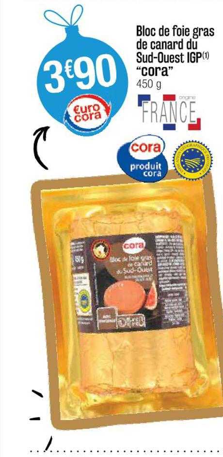 bloc de foie gras de canard du sud-ouest igp "cora"