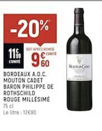 bordeaux a.o.c. mouton cadet baron philippe de rothschild rouge millésimé