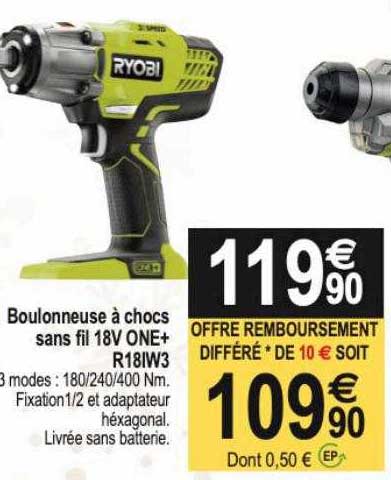 boulonneuse à chocs sans fil 18v one+ r18iw3 ryobi