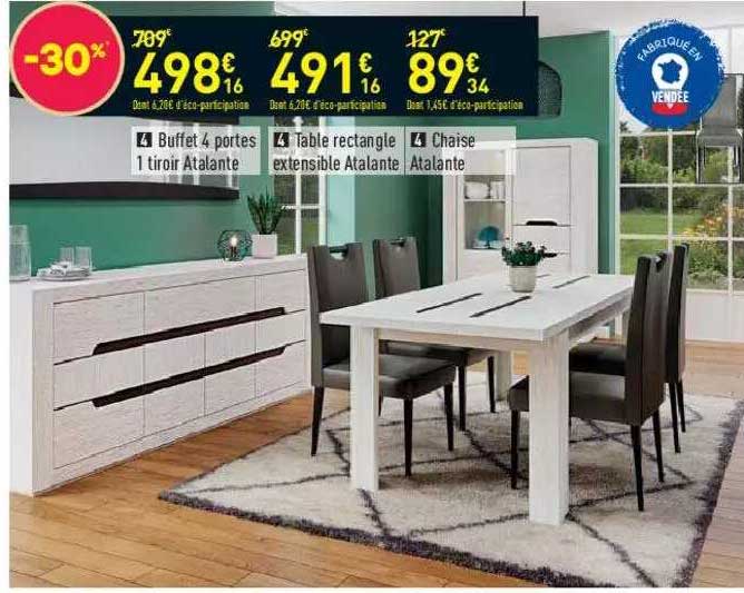 Buffet 4 Portes 1 Tiroir Atalante Table Rectangle Extensible Atalante Chaise Atalante