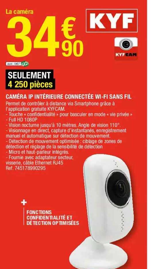caméra ip intérieur connectée wi-fi sans fil kyf