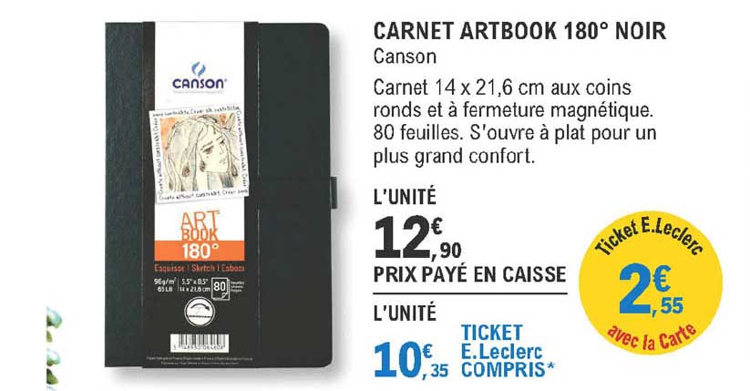 carnet artbook 180° noir - canson