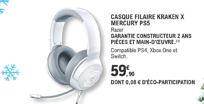casque filaire kraken x mercury ps5