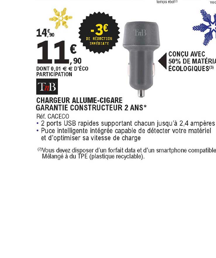 chargeur allume-cigare tnb
