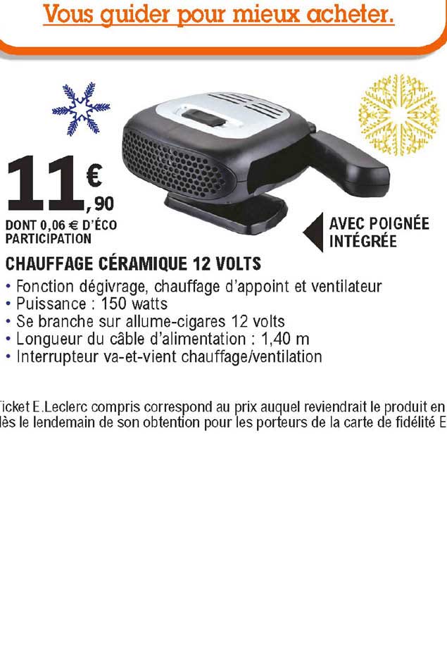 Chauffage Céramique 12 Volts