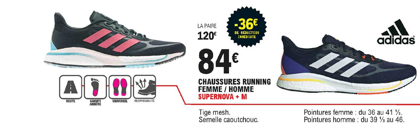 Chaussures Running Femme Homme Supernova + M Adidas