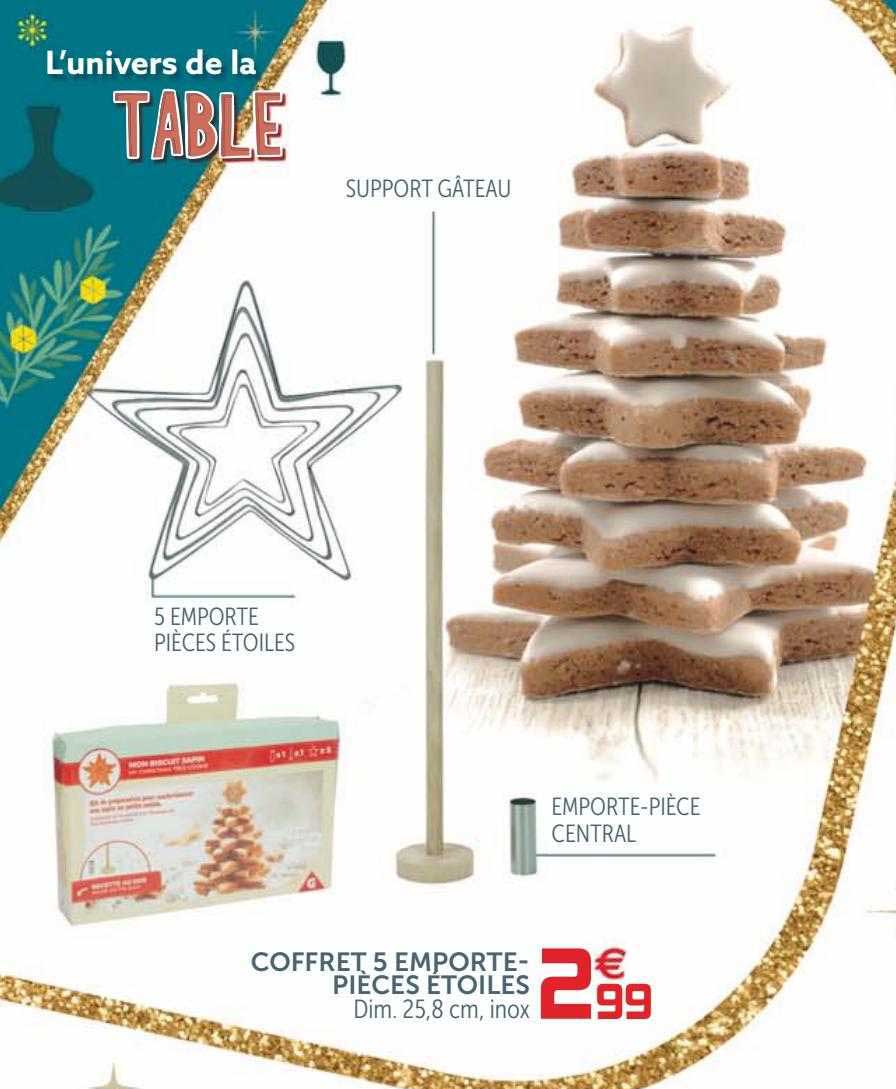 coffret 5 emporte-pièces étoiles dim. 25.8 cm inox