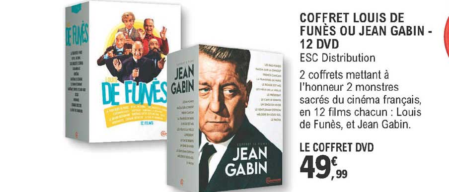coffret louis de funès ou jean gabin - 12 dvd