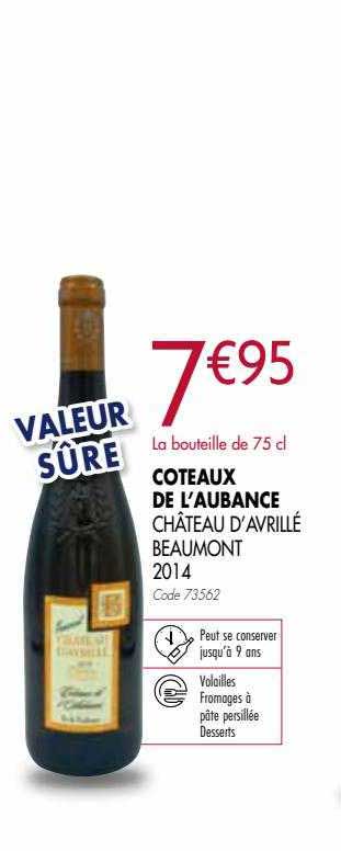 Coteaux De L'aubance Château D'avrillé Beaumont 2014