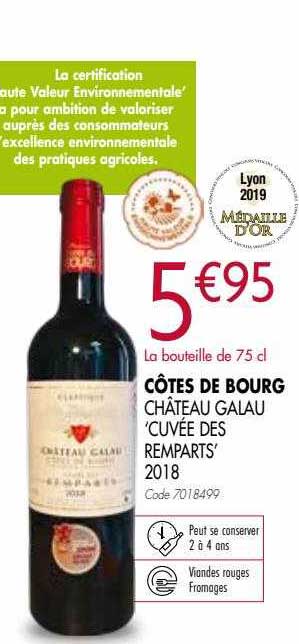 côtes de bourg château galau "cuvée des remparts" 2018
