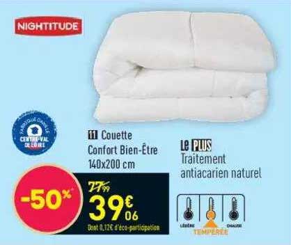 couette confort bien-être 140x200 cm nightitude