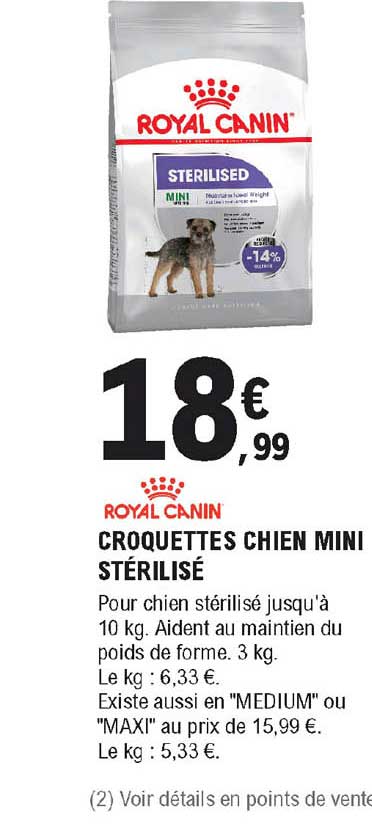 croquettes chien mini stérilisé royal canin