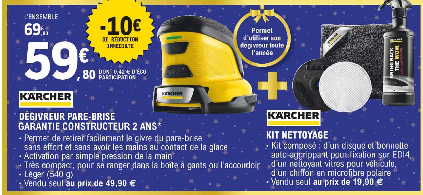 dégivreur pare-brise kärcher, kit nettoyage kärcher