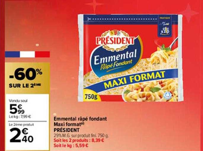 emmental râpé fondant maxi format président