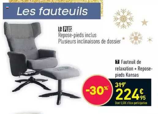 fauteuil de relaxation + repose-pieds kansas