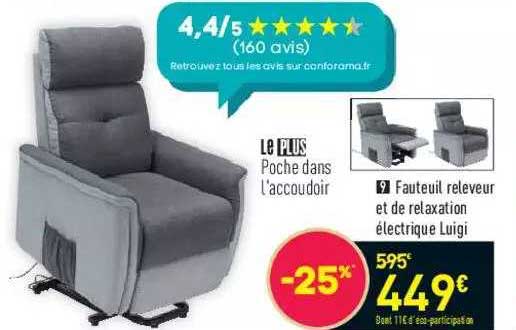 fauteuil releveur et de relaxation électrique luigi