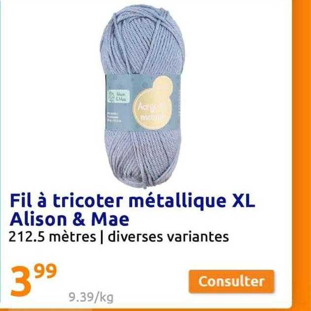 fil à tricoter métallique xl alison & mae