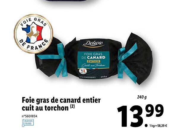 Foie Gras De Canard Entier Cuit Au Torchon Deluxe