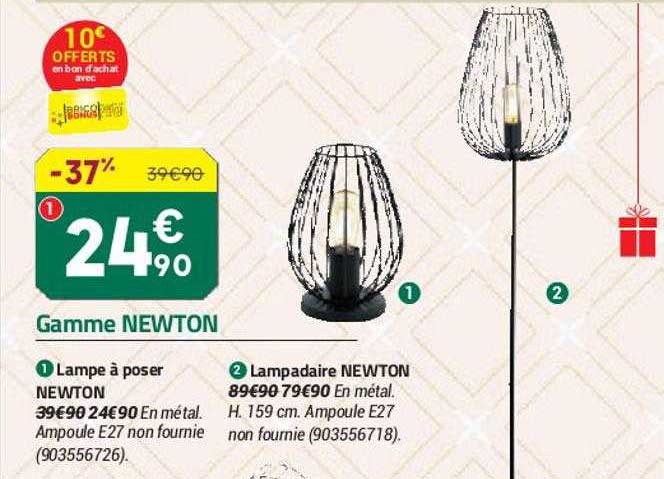 gamme newton : lampe à poser newton, lampadaire newton