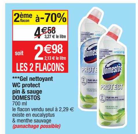 gel nettoyant wc protect pin & sauge domestos