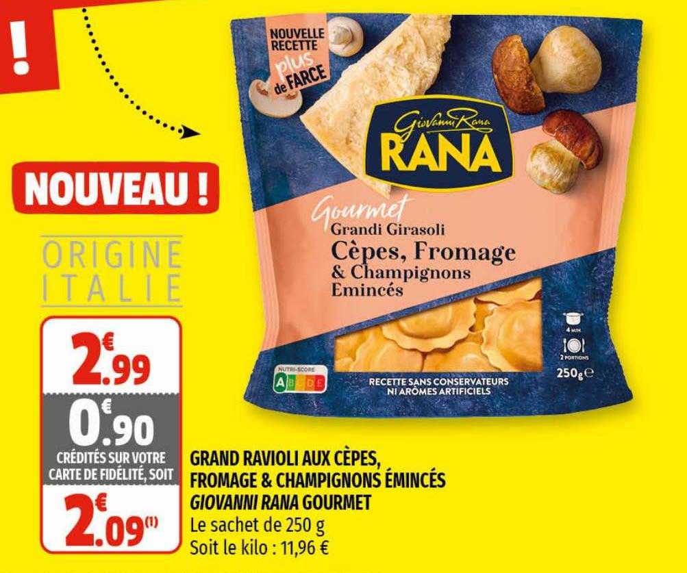 grand ravioli aux cèpes fromage & champignons émincés giovanni rana gourmet
